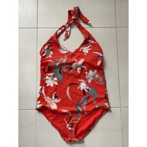 Athleta Swim Women One Piece Halter Swimsuit Waimea Floral Swimwear MT